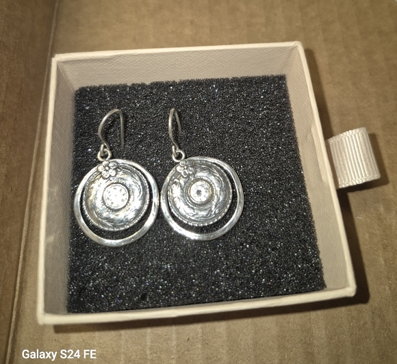 Chic Silver Disc Earrings - Picture 2 of 5